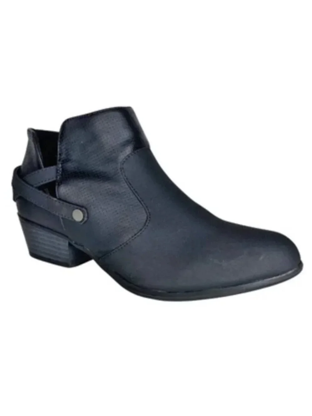 Harborsides Women's Memory Foam Black Strappy Almond Toe Bootie Office Career 6W